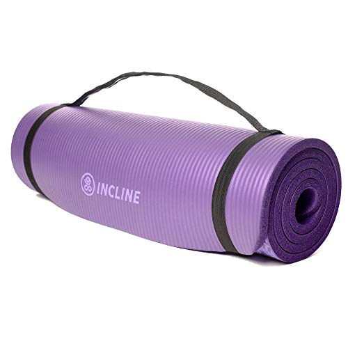 Incline Fit High Density Extra Thick & Long Comfort Foam Exercise Yoga Mat for Pilates, Fitness & Workout with Carrying Strap, 72" x 24" x 1/2", Violet Mandala