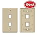 Ethernet Wall Plate, GearIT (10-Pack) 2 Port Cat6 RJ45 Wall Plate Keystone Jack, Ivory