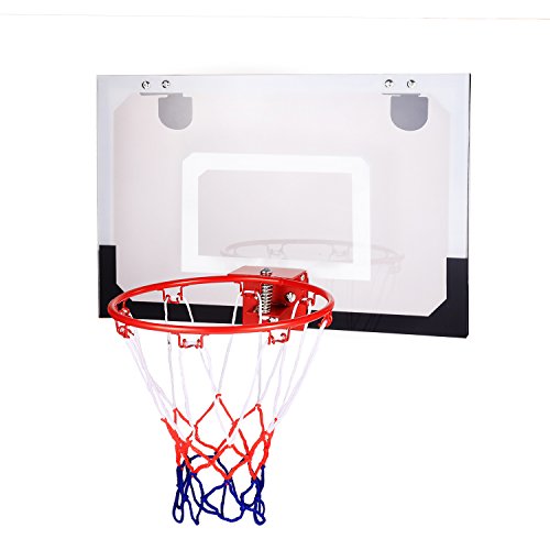Kids Over-The Door Mini Basketball Hoop System,Wall Mount Indoor Ball Pump Hoop w/Ball & Pump(White1) - Thumbnail 4