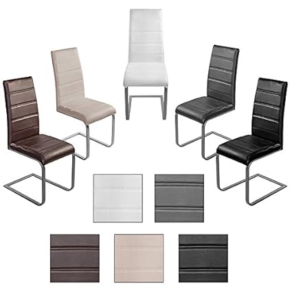 ESTEXO® Esszimmerstuhl, Freischwinger Modell Chris, Set, Kunstleder, Essgruppe, Schwingstuhl (Cappuccino, 2)