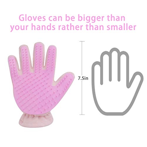 Hesiry Pet Grooming Gloves Hair Removal for Cats Dogs, Double-Sided Used to Pet’s Deshedding、Bathe、Tickle and Stroke (Pink)