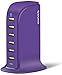 Aduro 40W 6-Port USB Desktop Charging Station Hub Wall Charger for iPhone iPad Tablets Smartphones with Smart Flow (Purple)