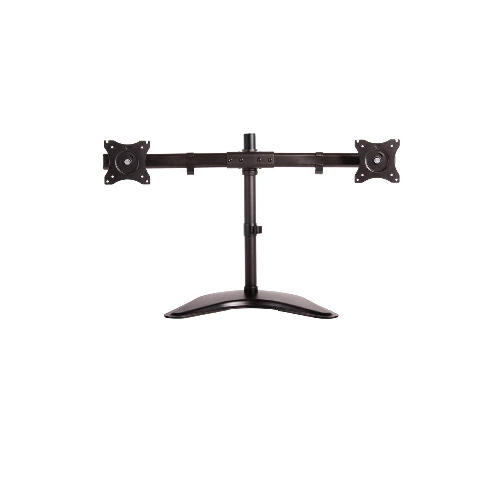 Newstar NM-D335DBLACK Tilt/Turn/Rotate Dual Desk Mount (stand, clamp & grommet) for two 10-27" Monitor Screens, Height Adjustable - Black