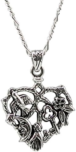 On The Fringe Cimaruta Protective Charm Heart Amulet Pendant with 18" Chain WZPD3131