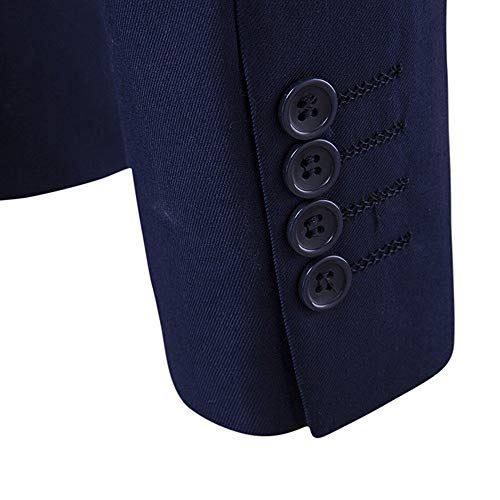 Dressin Men’s Suit Slim Fit One Button 3-Piece Suit Blazer Dress Business Wedding Party Jacket Vest & Pants Navy