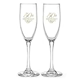 Hortense B Hewitt 30117 50th Anniversary Champagne Toasting Flutes, Set of 2, Gold Flourish