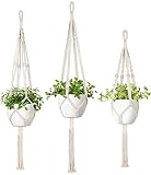 Mkono 3 Pack Macrame Plant Hangers 3 Different Sizes Indoor Outdoor Hanging Planter Basket Flower Pot Holder Boho Home Decor