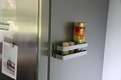 Compactor Magnetic Kitchen Spice Rack for Fridges and Metal Surfaces, Stainless Steel, Silver, 20.5 x 6 x 6 cm