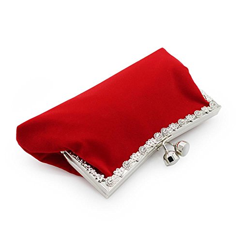 Kingluck Velvet With Rhinestone Wedding/Special Occasion Clutches/Evening Handbags(More Colors) (red) ... (red)
