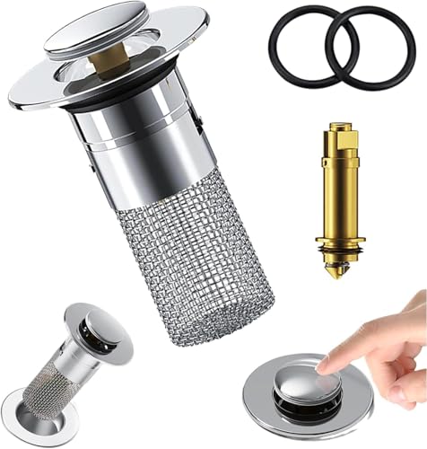 Bathroom Sink Stopper Hair Catcher, Stainless Steel Mesh Sink Drain Filter, Upgraded Kitchen Sink Plug Strainer Stainless Steel Strainers Sink Plugs, Bathroom Sink Drain Strainer (2.36 