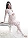 Saslax Women's Deep V-Neck Long Sleeve Lace See-through Wedding Maxi Dress,White,Large