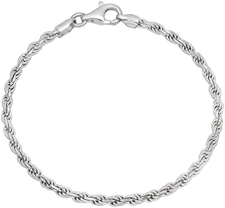 MCS Jewelry Sterling Silver 925 Diamond-Cut Rope Chain 1.25mm 1.4mm 1.8mm 2.2mm 3.6mm Solid Necklace OR Bracelet (3.6mm - 8.5" (bracelet))