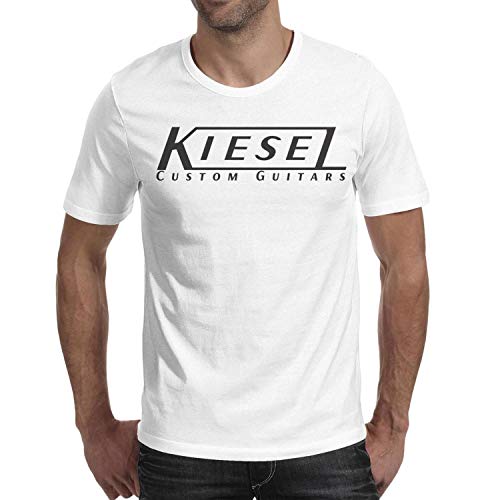 M.STRA Men's Kiesel-Guitars-Logo- Cotton White Short Sleeved T-Shirt