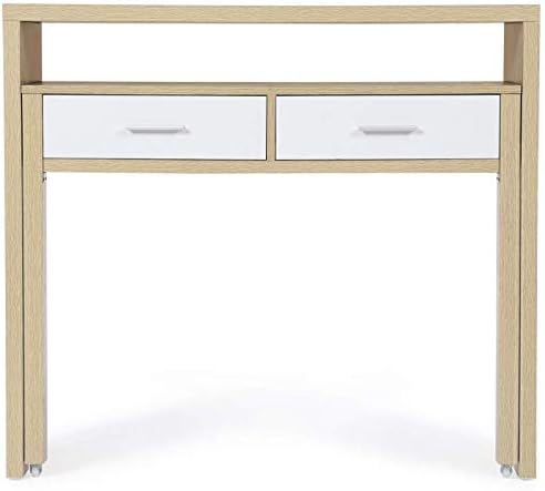 Idmarket Bureau Extensible Bois Facon Hetre Et Blanc Amazon Fr Bricolage