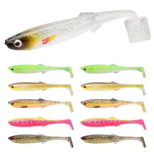 TRUSCEND Easy Catch Pre-Rigged Squid Lures, Unique Vibrating Swim Action and Trembly Sinking Move for More Bites, Amazing Swimbait for Family Fishing, Fishing Lures for Bass Trout Crappie Walleye