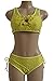 Almaree Summer Lace Up Front High Waist Beachwear Lace Bikini for Ladies Yellow M