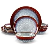 vancasso Starry 12 Pieces Red Dinnerware