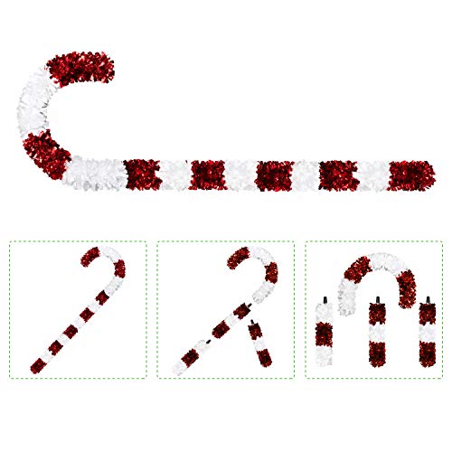 N&T NIETING Christmas Candy Cane, 50Inch Tinsel Christmas Candy Cane Hanging Ornament Candy Cane Stick for Christmas Xmas Decorations (Red & White)