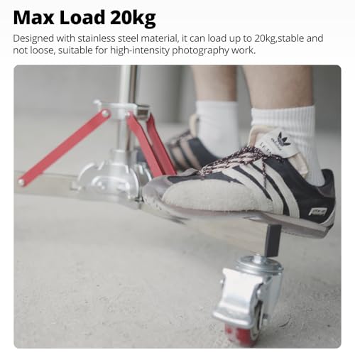 AMBITFUL AMBITFUL AS-300 Heavy Duty Light Stand with Launchers, 100% Stainless Steel, Maximum Height 305 cm, Photography Stand with Wheels for Softbox, Monolight, Reflector