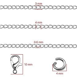 Jishi 33ft Necklace Extender Chain 3mm Silver