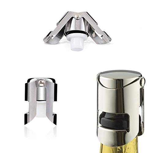 Champagne Sealer Stopper, BGMAX 3 Pack Stainless Steel Sparkling Wine Bottle Plug Sealer Set with a Longer Sealing Plug, Gifts Accessories for Champagne