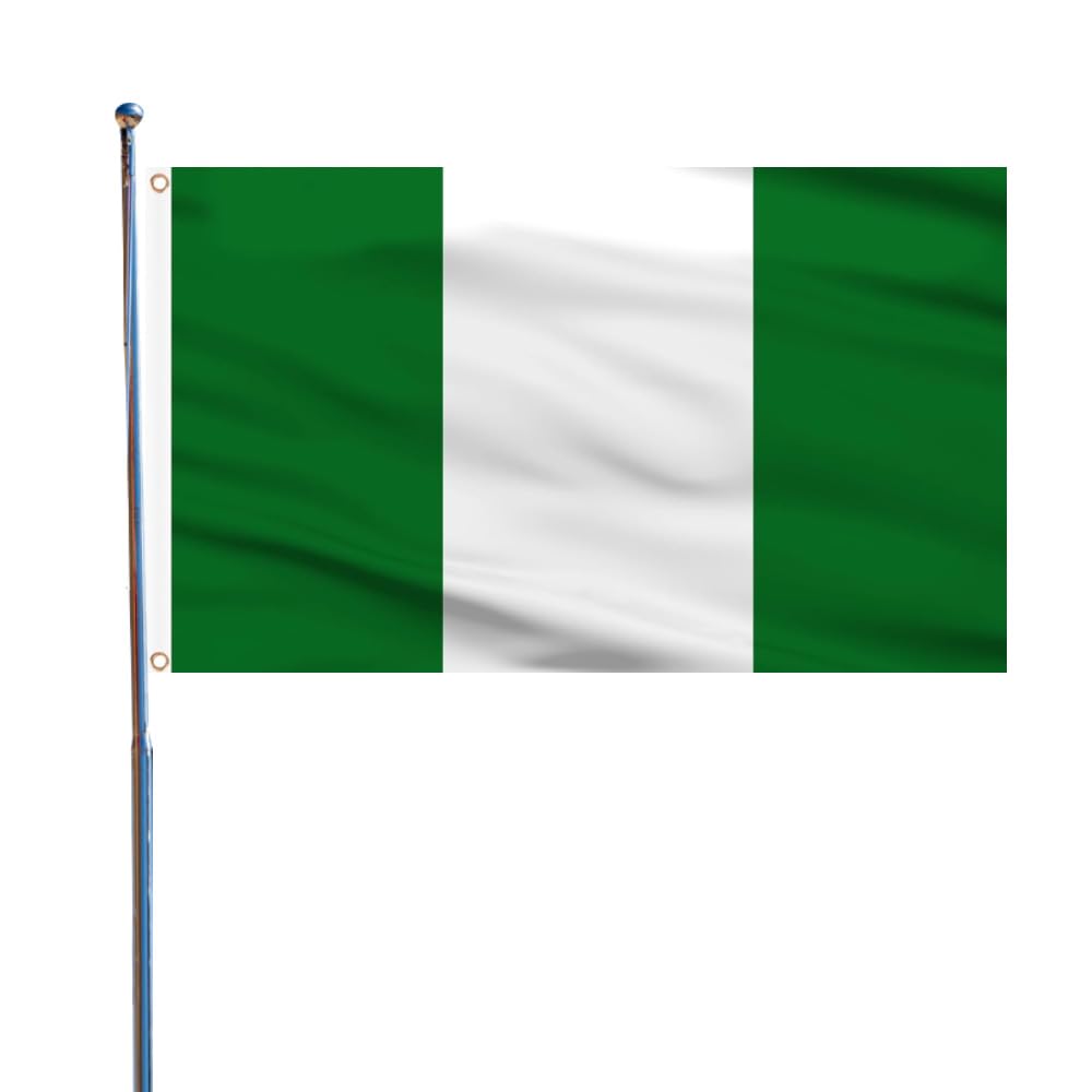 5ft x 3ft Nigeria Flag 90 * 150cm Nigerian National Flag with Two Brass Grommets Large of Nigeria for Festival Party Sport Events Gardens Home Indoor and Outdoor Decoration
