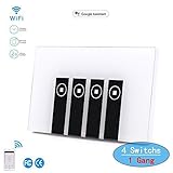 Smart Switch,Woocon Wifi Light Switch That Compatible with Alexa and Google Home In-wall Wireless Switch,Timing Function,No Hub Required (4 Switches in 1 Gang)