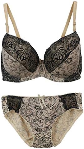 Women's Plus Size Floral Lace Push-Up Bra and Panty Set Underwire Lingerie Set