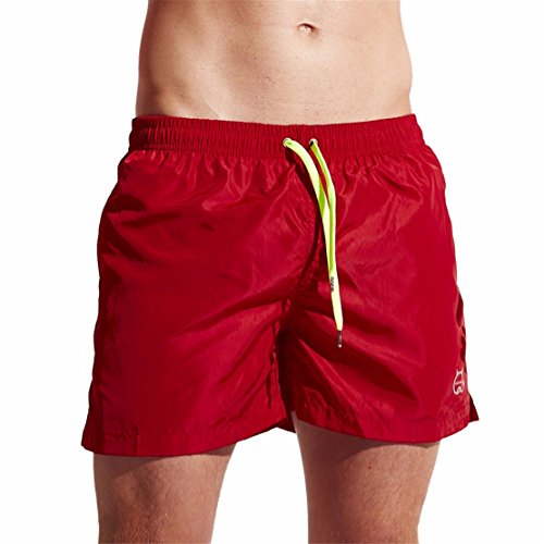 Men's Shorts Swim Trunks MOSE Fashion Men's Quick Dry Barracuda Beach Swim Trunks Surfing Running Swimming Water short Trunk (Red, XL)