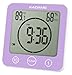 KADAMS Digital Bathroom Shower Kitchen Wall Clock Timer with Alarm, Waterproof for Water Spray, Touch Screen Timer, Temperature Humidity, Suction Cup Hanging Hole Stand - Purple
