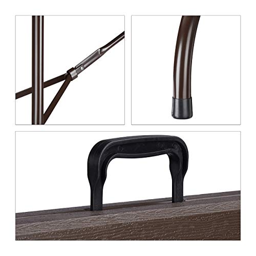 Relaxdays Gartentisch, Holzoptik, eckiger Klapptisch, Sicherheitsriegel, mit Tragegriff, HxBxT: 73 x 180 x 74 cm, braun – Bild 5