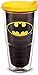 Tervis DC Comics Batman Emblem Made in USA Double Walled Insulated Tumbler Travel Cup Keeps Drinks Cold & Hot, 24oz, Quartz - Yellow Lid