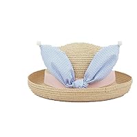 Kids Summer Cartoon Rabbit Ear Woven Straw Weaving Cap Beach Sun hat Toddler Girls Baby Bunny hat