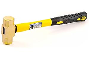 Stark USA 1lb Brass Sledge Hammer (16oz) Fiberglass Handle, Drilling Hammer, Crack Hammer, Die-Forge, Corrosion Resistant, 12.5" Brass Hammer