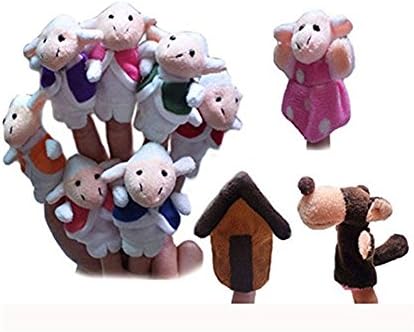 World Fairy Tale "The Wolf and the Seven Kids" 10Pcs Finger Puppets,Educational Stuffed Toy,Plush Puppet,Kids Talking Props