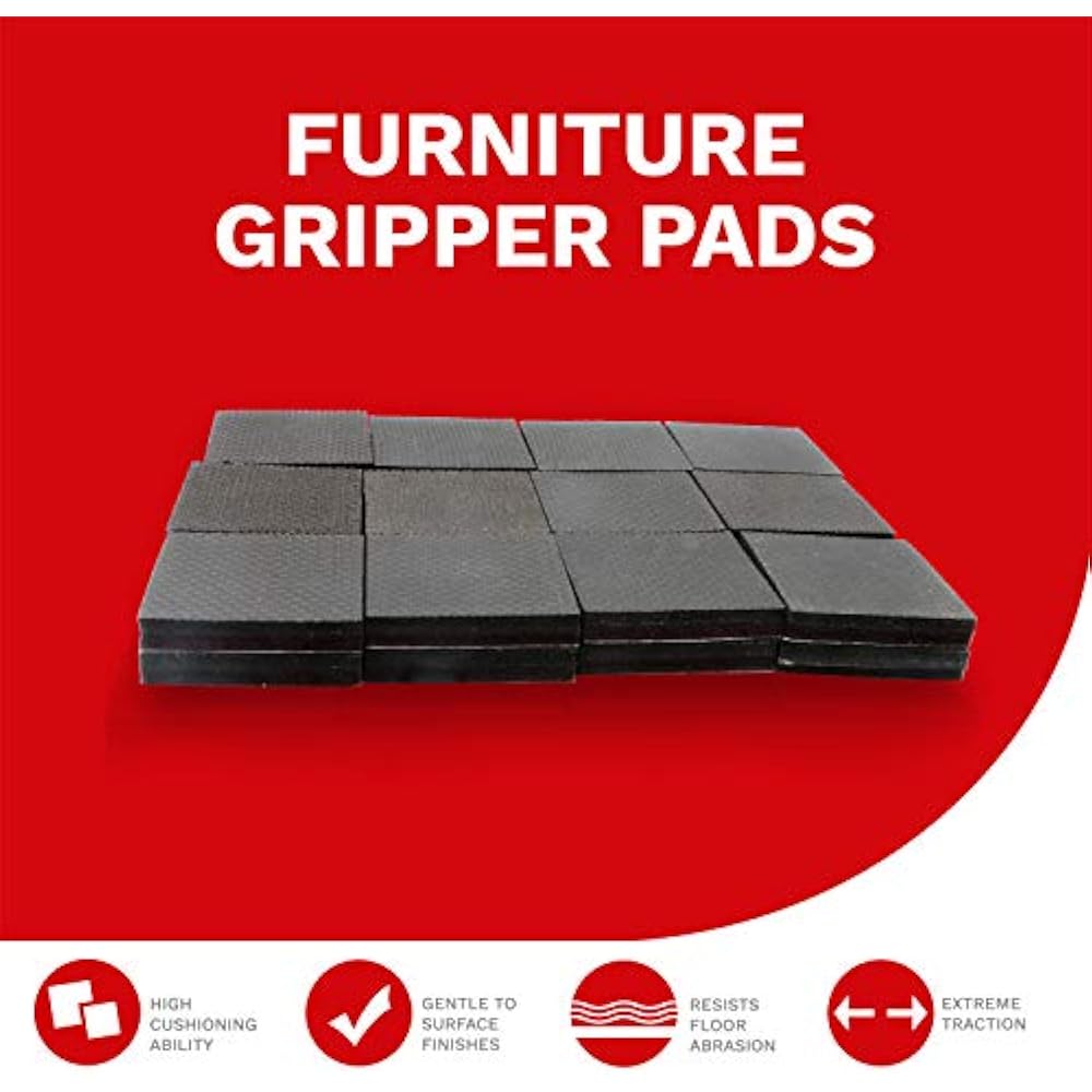 Nonslip Adhesive Furniture Gripper Pads, Square 2Inch, 24Pack