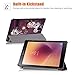 Hocase Galaxy Tab A 8.0 (SM-T387) Case, PU Leather Case with Unique Flower Design, Auto Sleep/Wake Feature, Hard Back Cover for Samsung Galaxy Tab A 8.0-Inch 2018 - Burgundy Flowers