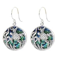 Earrings for Women,Maserfaliw Creative Turtle Faux Abalone Shell Round Pendant Women Hook Earrings Jewelry - Silver