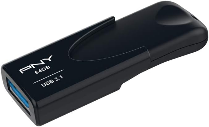 PNY Attaché 4 USB 3.1 Flash Drive 64GB Black Storage Memory Stick