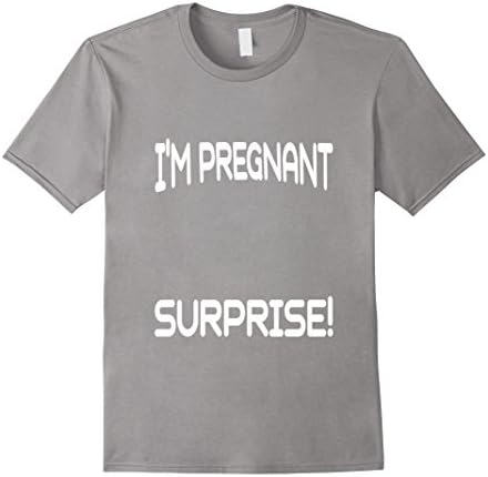 Mens I'm Pregnant Surprise! Funny Pregnancy Annoucement T-Shirt Medium Slate