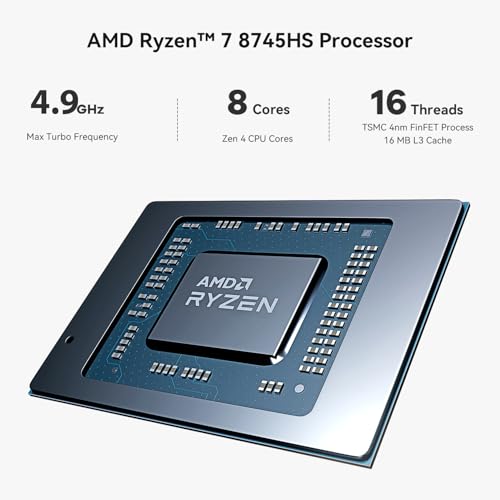 Beelink SER8 Gaming Mini PC, Ryzen 7 8745HS, 32GB DDR5, NVMe SSD 1TB, Mini Desktop Computer Supporting Three 4K Displays, Professional Mini Computer for Office, 2.5G LAN, Wi FI 6