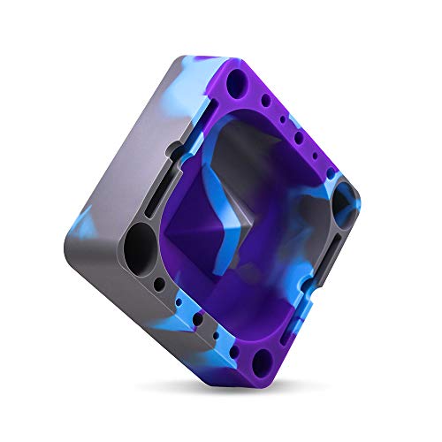 VEEAPE Silicone Ashtray, Pyramid Tap Tray with Compartments for Holding Coils, Lighters, Pens, Papers, and More (Grey/Purple/Blue) - Thumbnail 2