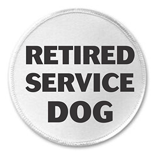 Retired Service Dog (black & white) 3" Sew On Patch
