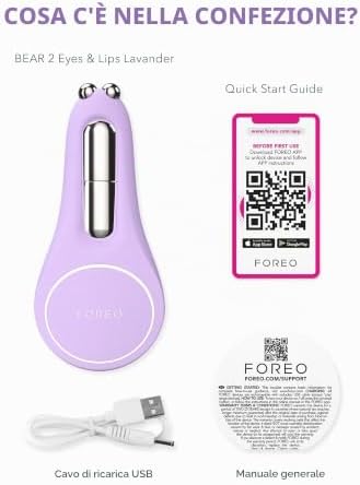 Bear 2 Eyes & Lips, Dispositivo Antirughe a Microcorrente, Massaggiatore Occhi, Lifting Sopracciglia, Volumizzante Labbra e Trattamento Occhiaie, Prodotti di Bellezza Rassodanti, Lavender