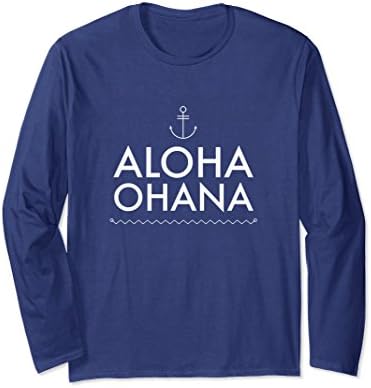 Unisex Aloha Ohana - Cute Hawaiian Long Sleeve Shirt XL: Navy