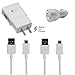 Galaxy S7 S7 Edge S6 S6 Edge LG G2 G3 G4 for Adaptive Fast Charger Micro USB 2.0 Cable Kit (Wall charger+2 micro USB cable+ fast car charger) value pack 2.0