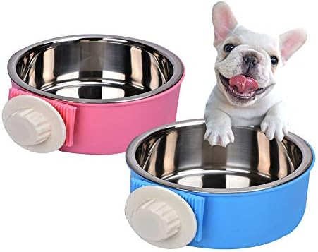 Yusenpet Cage Feeder Bowl for Small Pet, Food Water Feeder Bowl Dish with Bolt Holder for Pet Dog Cat Bird