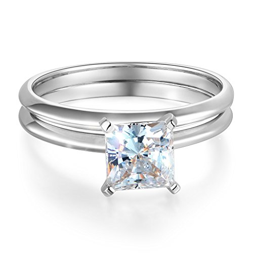 Wellingsale ladies solid 14k white gold polished cz cub…
