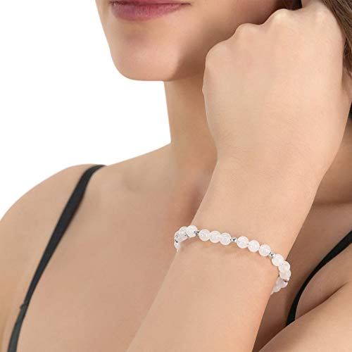 Believe London Moonstone Gemstone Bracelet Healing Bracelet Chakra Bracelet Anxiety Crystal Natural Stone Men Women Stress Relief Reiki Yoga Diffuser Semi Precious (Moonstone 6.5") - Thumbnail 4