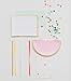 Sugar & Cloth Rectangle Paper Napkins, Multi Color and Gold Splatter Confetti Print, 32 Count